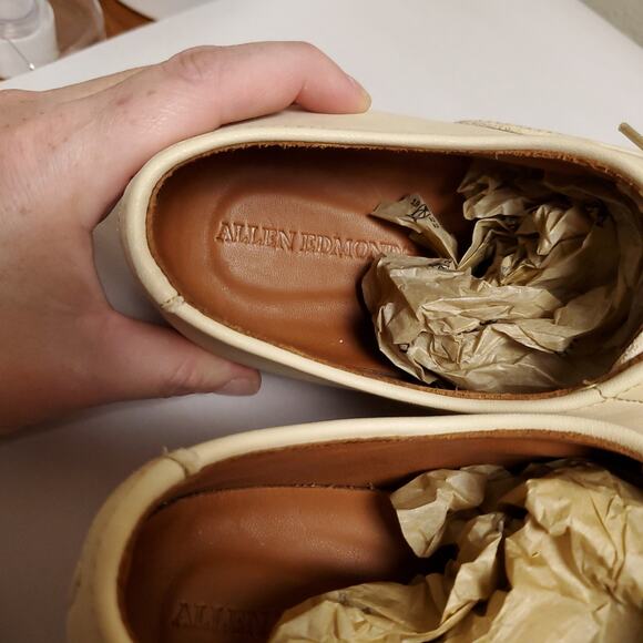 New ALLEN EDMONDS Leather Tan Cream Err Park Ave. Sneaker Oxford Shoes Sz 7.5 D main image 5